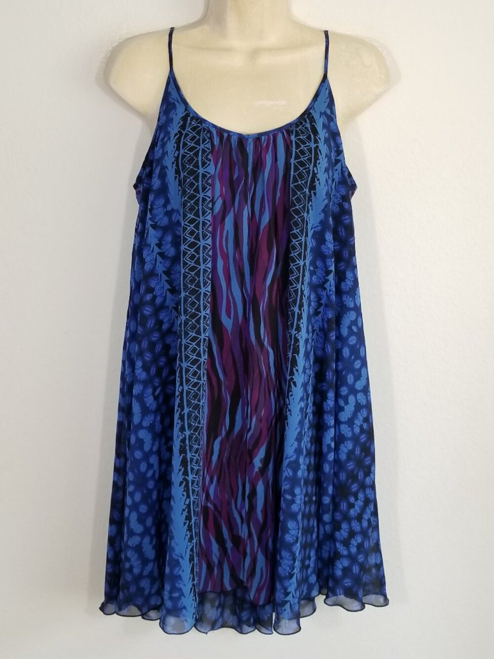 EXPRESS Slip Swing Dress Multicolor Flowy Chiffon 7096E2M
